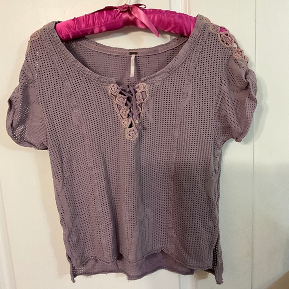 Free People purple openwork top size  xs - Picture 1 of 5